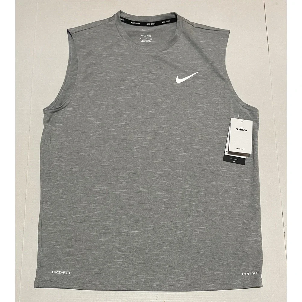 NIKE Mens Medium Essential Hydroguard Swim Tank top UPF 40+ NESSA588-090 NWT!!